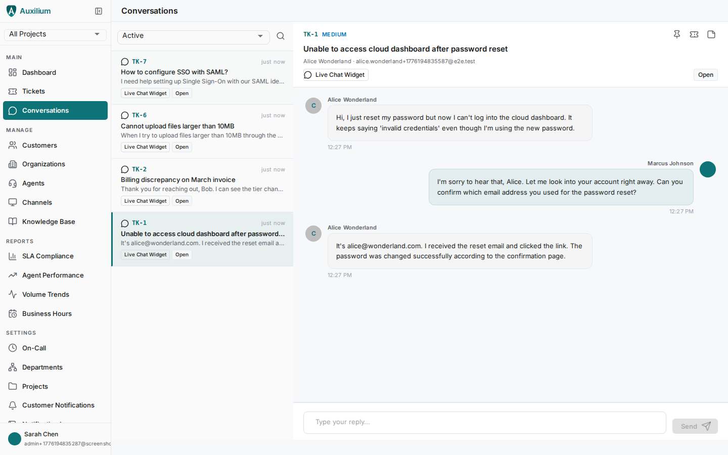 Osewa unified inbox showing conversations across channels